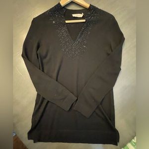 Tory Burch black embellished merino tunic